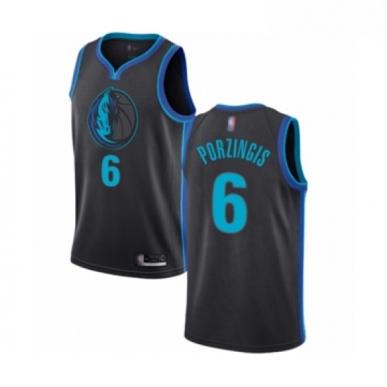 Womens Dallas Mavericks 6 Kristaps Porzingis Swingman Charcoal Basketball Jersey City Edition