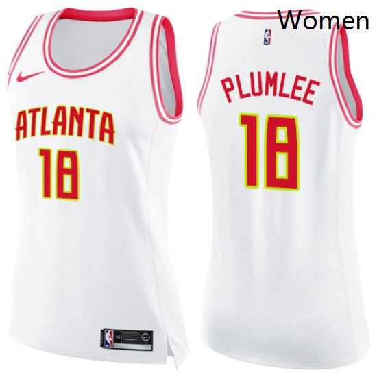 Womens Nike Atlanta Hawks 18 Miles Plumlee Swingman WhitePink Fa