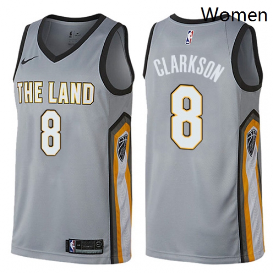 Womens Nike Cleveland Cavaliers 8 Jordan Clarkson Swingman Gray NBA Jersey City Edition