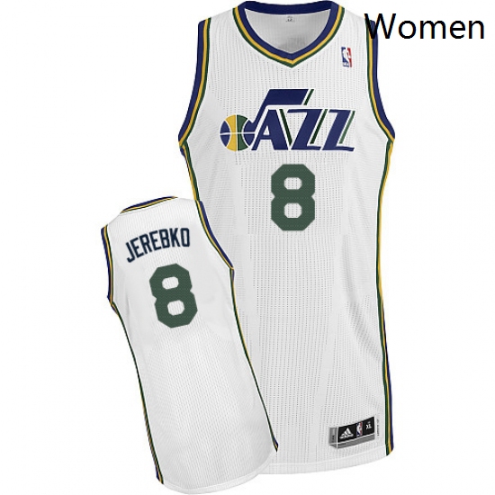 Womens Adidas Utah Jazz 8 Jonas Jerebko Authentic White Home NBA Jersey