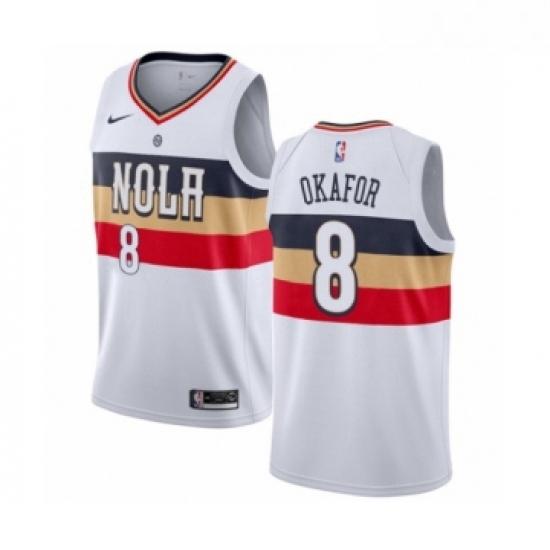 Womens Nike New Orleans Pelicans 8 Jahlil Okafor White Swingman Jersey Earned Edition