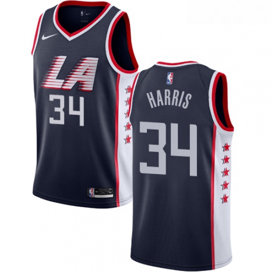 Womens Nike Los Angeles Clippers 34 Tobias Harris Swingman Navy Blue NBA Jersey City Edition