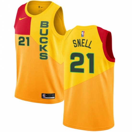 Womens Nike Milwaukee Bucks 21 Tony Snell Swingman Yellow NBA Jersey City Edition