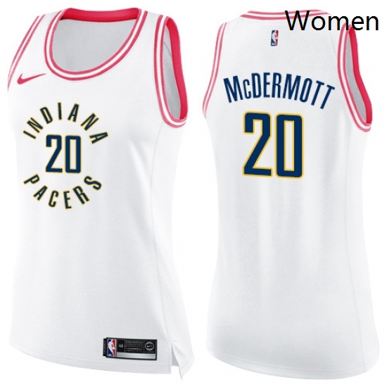 Womens Nike Indiana Pacers 20 Doug McDermott Swingman White Pink Fashion NBA Jersey