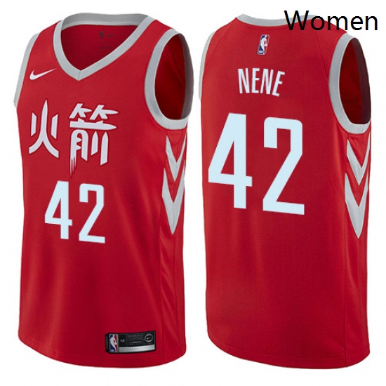 Womens Nike Houston Rockets 42 Nene Swingman Red NBA Jersey City Edition