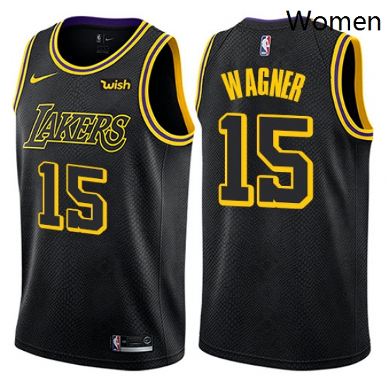 Womens Nike Los Angeles Lakers 15 Moritz Wagner Swingman Black NBA Jersey City Edition