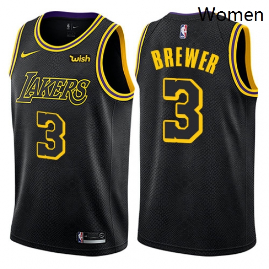 Womens Nike Los Angeles Lakers 3 Corey Brewer Swingman Black NBA Jersey City Edition