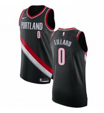 Womens Nike Portland Trail Blazers 0 Damian Lillard Authentic Black Road NBA Jersey Icon Edition