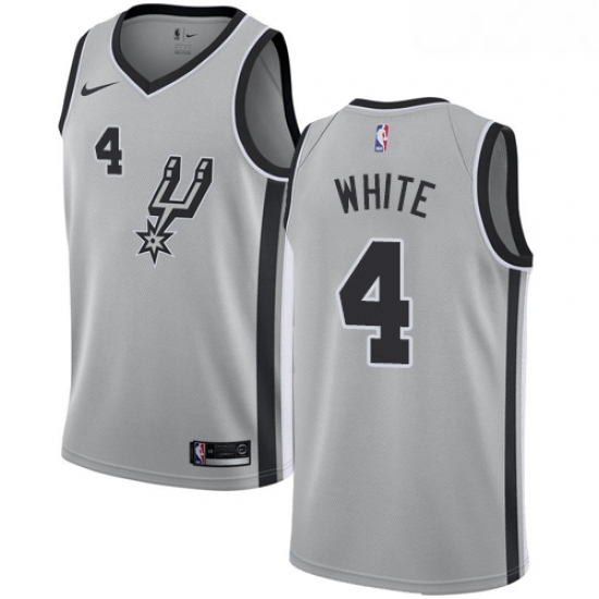 Womens Nike San Antonio Spurs 4 Derrick White Authentic Silver Alternate NBA Jersey Statement Editio