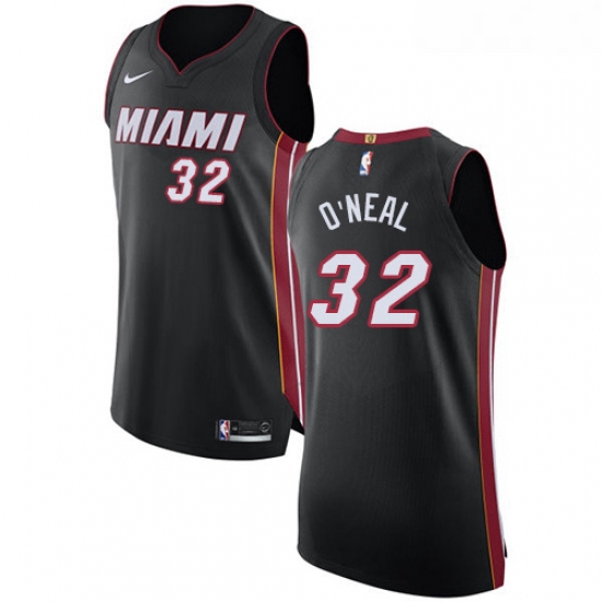 Womens Nike Miami Heat 32 Shaquille ONeal Authentic Black Road N