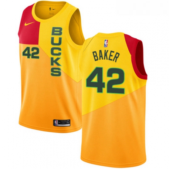 Womens Nike Milwaukee Bucks 42 Vin Baker Swingman Yellow NBA Jer