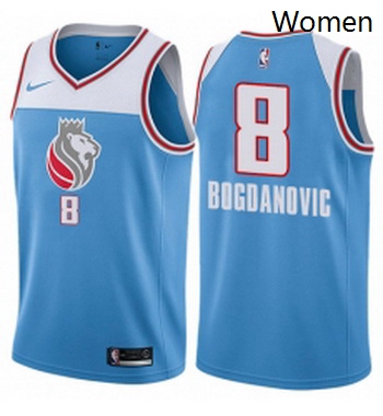 Womens Nike Sacramento Kings 8 Bogdan Bogdanovic Swingman Blue NBA Jersey City Edition