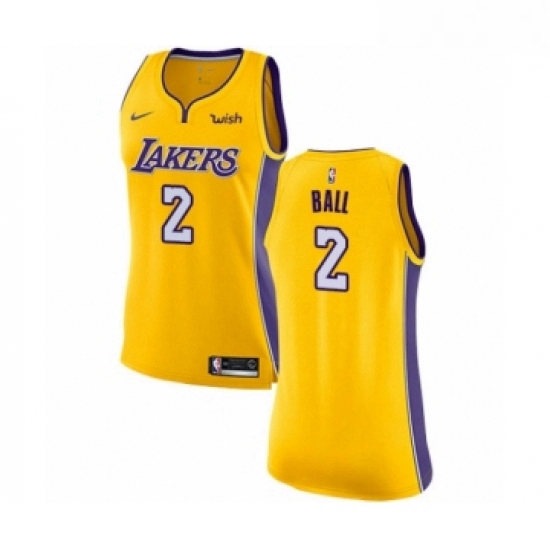 Womens Los Angeles Lakers 2 Lonzo Ball Authentic Gold Home Baske