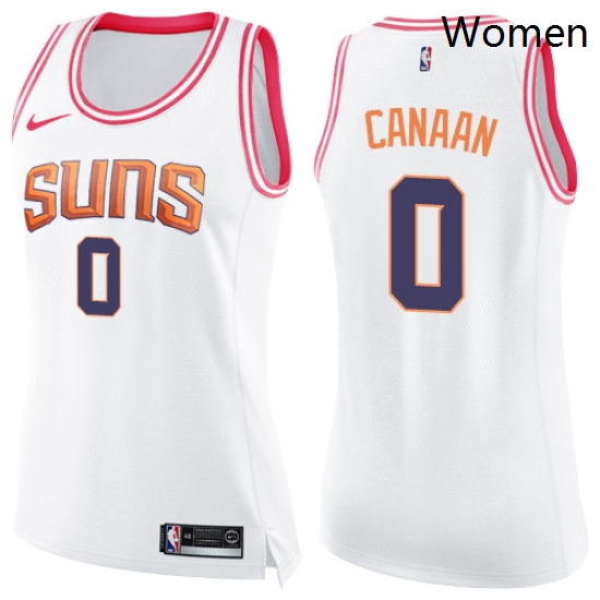 Womens Nike Phoenix Suns 0 Isaiah Canaan Swingman White Pink Fashion NBA Jersey