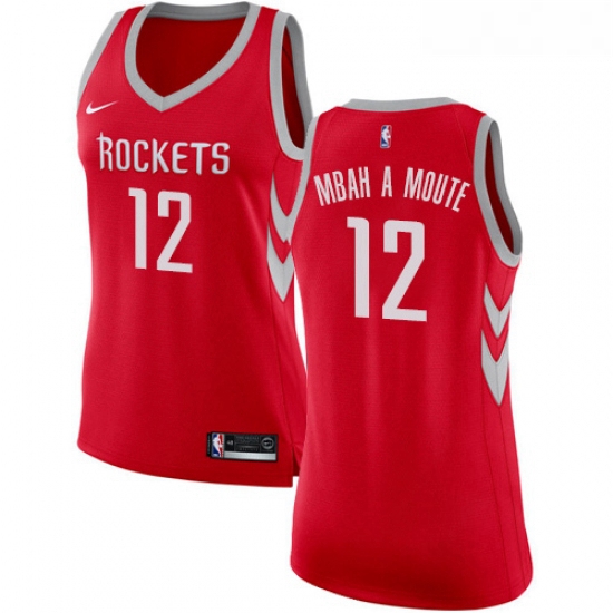 Womens Nike Houston Rockets 12 Luc Mbah a Moute Authentic Red Road NBA Jersey Icon Edition