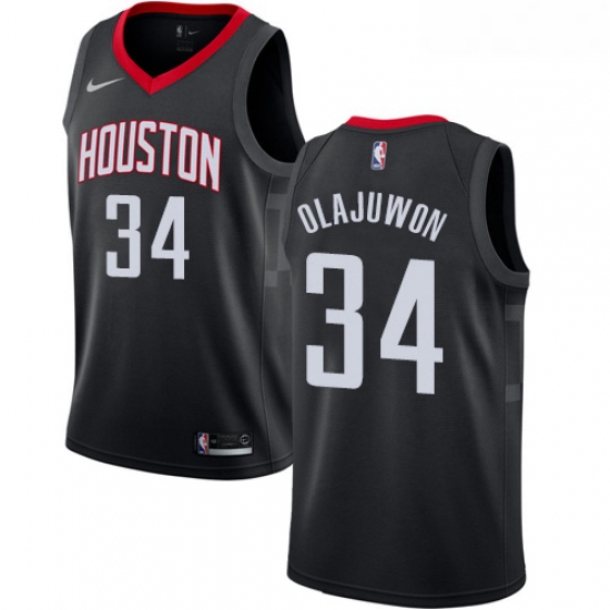 Womens Nike Houston Rockets 34 Hakeem Olajuwon Authentic Black Alternate NBA Jersey Statement Editio