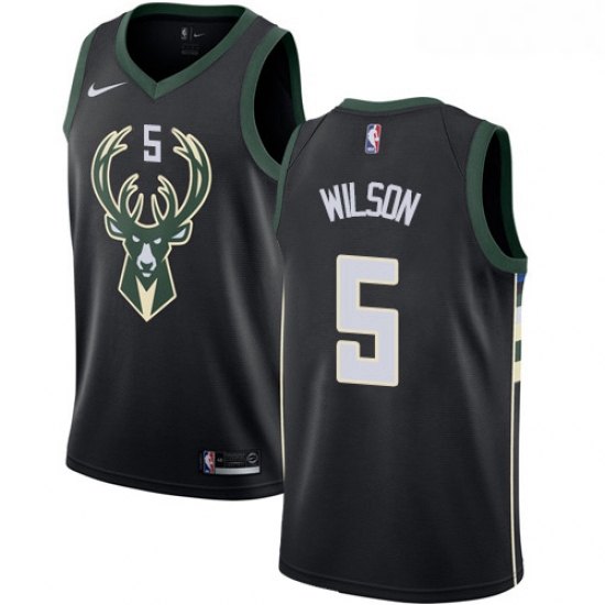 Womens Adidas Milwaukee Bucks 5 D J Wilson Authentic Black Alternate NBA Jersey Statement Edition