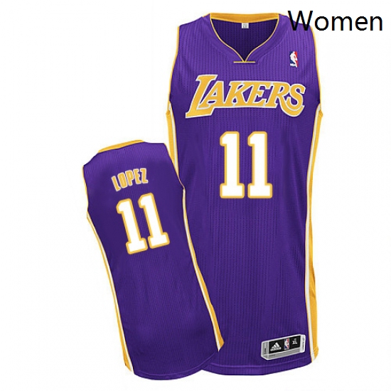 Womens Adidas Los Angeles Lakers 11 Brook Lopez Authentic Purple Road NBA Jersey