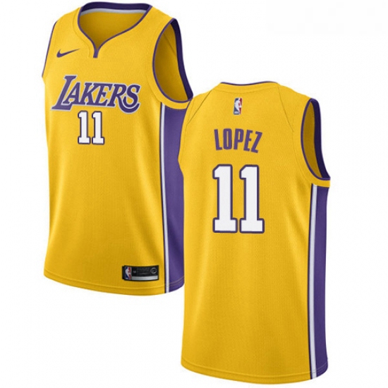 Womens Nike Los Angeles Lakers 11 Brook Lopez Swingman Gold Home NBA Jersey Icon Edition