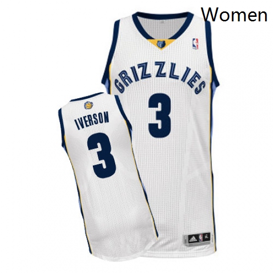 Womens Adidas Memphis Grizzlies 3 Allen Iverson Authentic White 