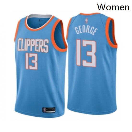 Womens Los Angeles Clippers 13 Paul George Swingman Blue Basketball Jersey City Edition