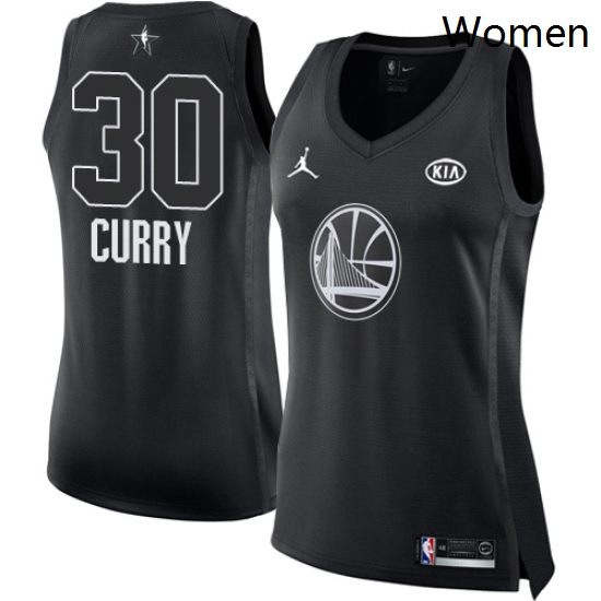 Womens Nike Jordan Golden State Warriors 30 Stephen Curry Swingman Black 2018 All Star Game NBA Jers