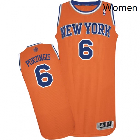 Womens Adidas New York Knicks 6 Kristaps Porzingis Authentic Orange Alternate NBA Jersey