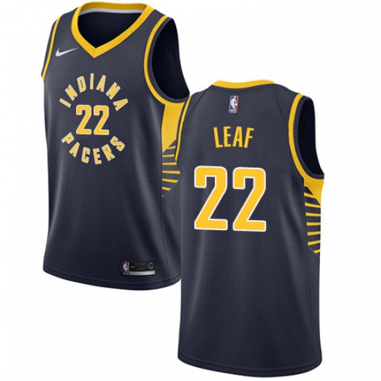 Womens Nike Indiana Pacers 22 T J Leaf Authentic Navy Blue Road NBA Jersey Icon Edition