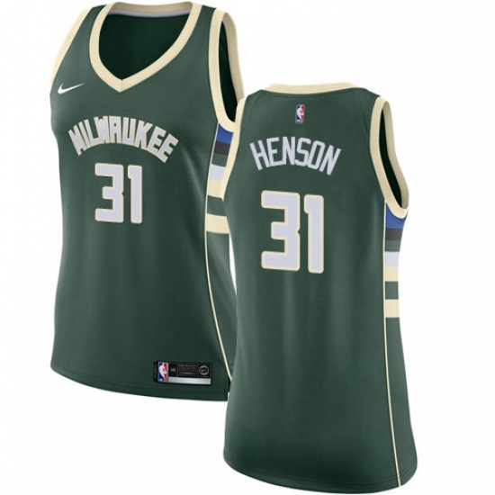 Womens Nike Milwaukee Bucks 31 John Henson Authentic Green Road NBA Jersey Icon Edition