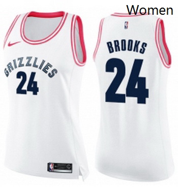 Womens Nike Memphis Grizzlies 24 Dillon Brooks Swingman WhitePink Fashion NBA Jersey