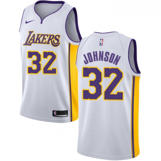 Womens Nike Los Angeles Lakers 32 Magic Johnson Authentic White NBA Jersey Association Edition