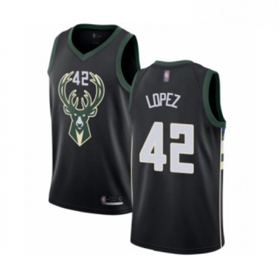 Womens Milwaukee Bucks 42 Robin Lopez Swingman Black Basketball Jersey Statement Edition