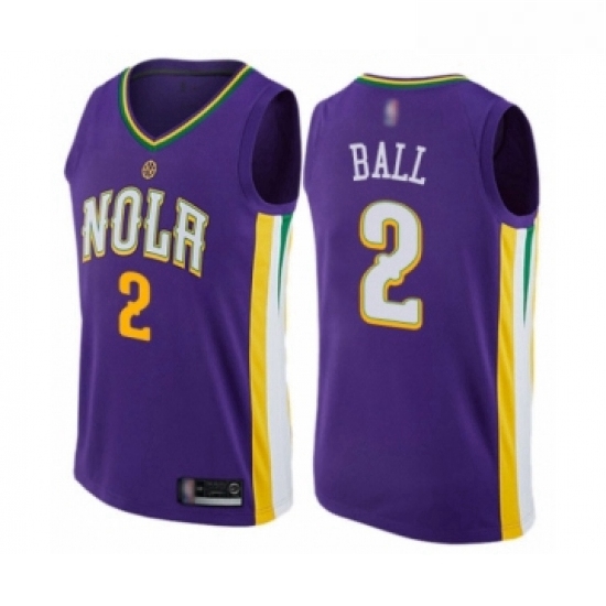 Womens New Orleans Pelicans 2 Lonzo Ball Swingman Purple Basketball Jersey City Edition