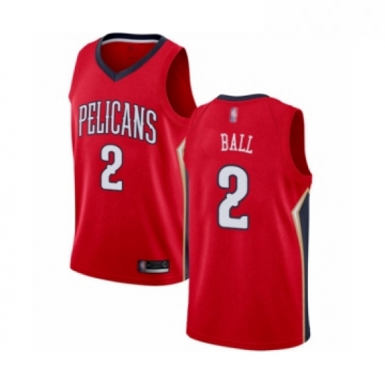 Womens New Orleans Pelicans 2 Lonzo Ball Swingman Red Basketball Jersey Statement Edition