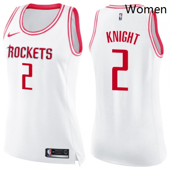 Womens Nike Houston Rockets 2 Brandon Knight Swingman White Pink Fashion NBA Jersey