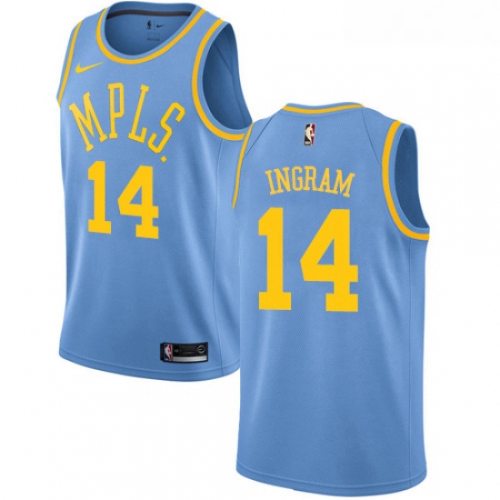 Womens Nike Los Angeles Lakers 14 Brandon Ingram Authentic Blue Hardwood Classics NBA Jersey