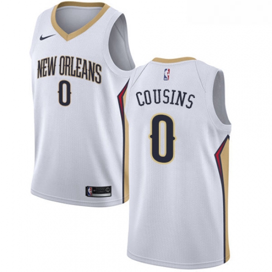 Womens Nike New Orleans Pelicans 0 DeMarcus Cousins Authentic White Home NBA Jersey Association Edit