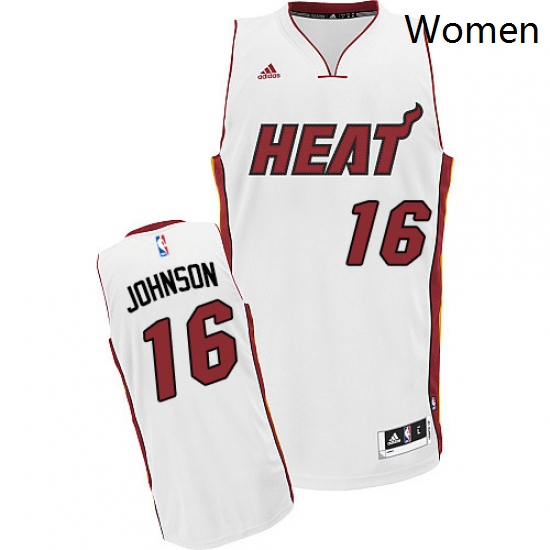 Womens Adidas Miami Heat 16 James Johnson Swingman White Home NBA Jersey