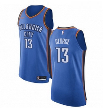 Womens Nike Oklahoma City Thunder 13 Paul George Authentic Royal Blue Road NBA Jersey Icon Edition