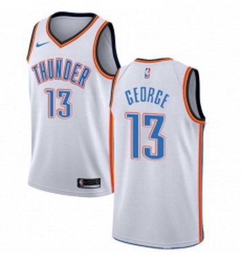 Womens Nike Oklahoma City Thunder 13 Paul George Authentic White Home NBA Jersey Association Edition