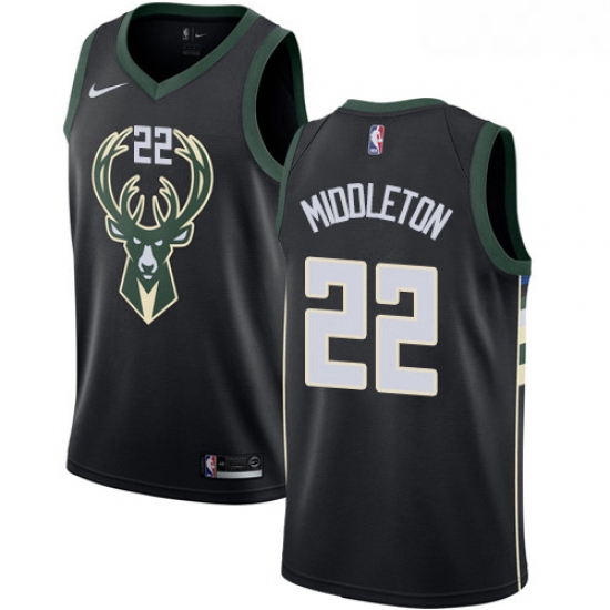 Womens Adidas Milwaukee Bucks 22 Khris Middleton Authentic Black Alternate NBA Jersey Statement Edit