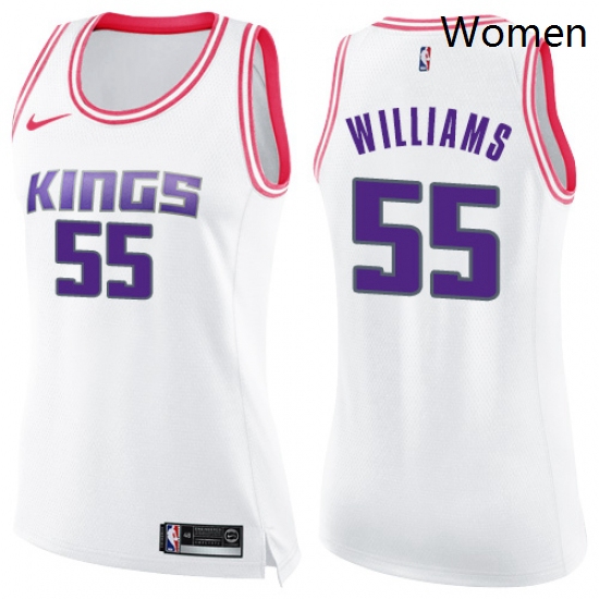 Womens Nike Sacramento Kings 55 Jason Williams Swingman WhitePink Fashion NBA Jersey