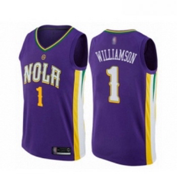 Womens New Orleans Pelicans 1 Zion Williamson Swingman Purple Basketball Jersey City Edition