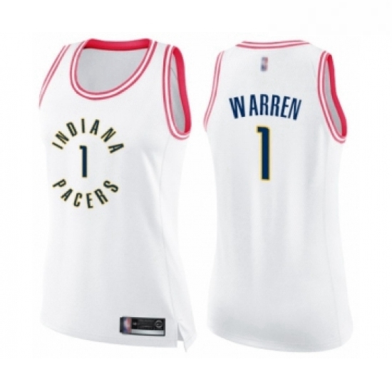 Womens Indiana Pacers 1 TJ Warren Swingman White Pink Fashion Basketball Jersey