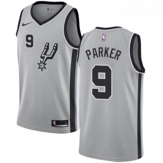 Womens Nike San Antonio Spurs 9 Tony Parker Swingman Silver Alternate NBA Jersey Statement Edition