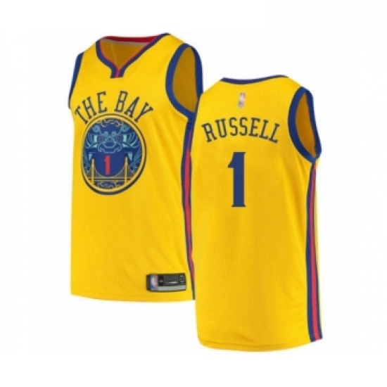 Womens Golden State Warriors 1 DAngelo Russell Swingman Gold Basketball Jersey City Edition