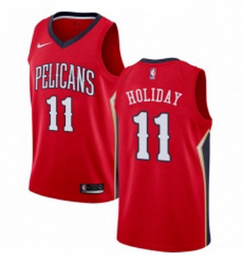 Womens Nike New Orleans Pelicans 11 Jrue Holiday Swingman Red Alternate NBA Jersey Statement Edition