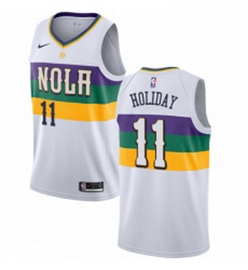 Womens Nike New Orleans Pelicans 11 Jrue Holiday Swingman White NBA Jersey City Edition