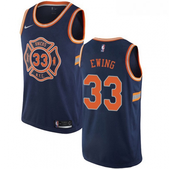 Womens Nike New York Knicks 33 Patrick Ewing Swingman Navy Blue NBA Jersey City Edition