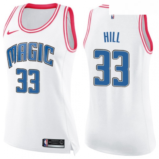 Womens Nike Orlando Magic 33 Grant Hill Swingman WhitePink Fashion NBA Jersey